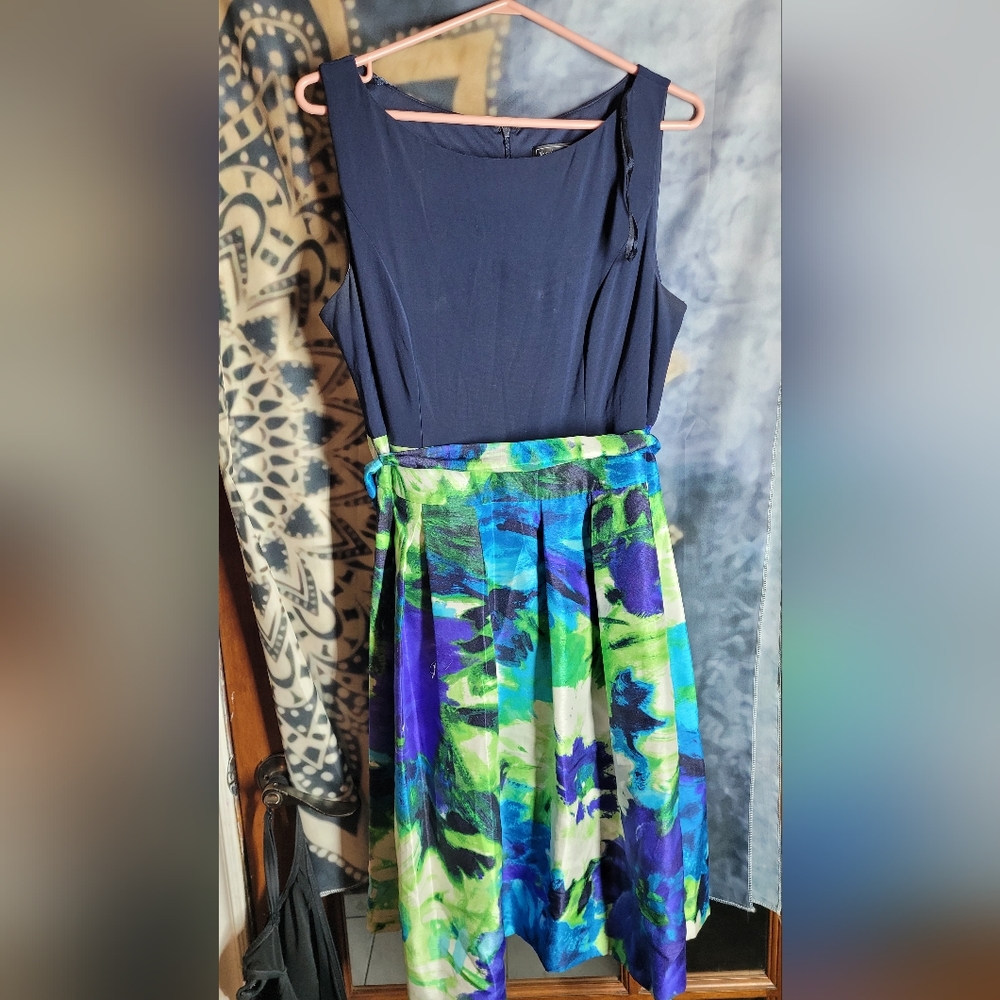 Ladies Size 14 Jessica Howard Ripppe aqua sleeveless dress with waistband
